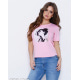 Розовая меланжевая трикотажная футболка с принтом