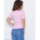 Рожева меланжева трикотажна футболка з принтом