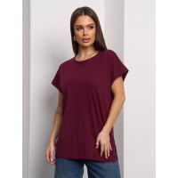 Однотонная футболка-кимоно из хлопка цвета бургунди