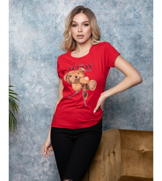 Червона трикотажна футболка з мишком