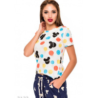 Трикотажная рваная футболка с цветными кругами