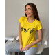 Жовта бавовняна футболка з метеликами