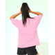 Рожева трикотажна футболка з вишитим написом