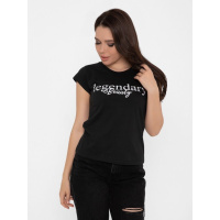 Хлопковая черная футболка с надписью