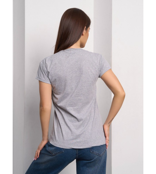 Хлопковая серая футболка с рисунком