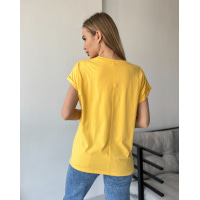Жовта футболка кімоно з об'ємним серцем