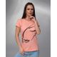 Персиковая хлопковая футболка с силуэтным рисунком