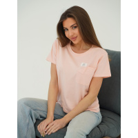 Розовая хлопковая футболка с карманом