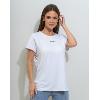 Белая свободная футболка-кимоно с надписью