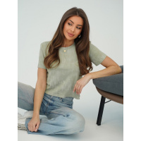 Короткая футболка цвета хаки с принтом