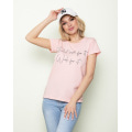 Рожева трикотажна футболка з написами