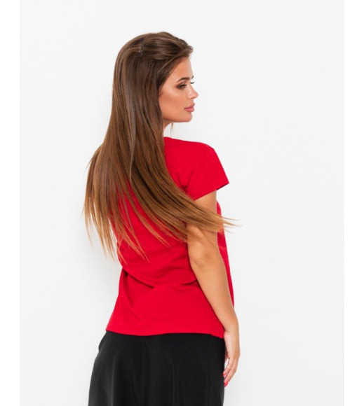 Бавовняна футболка червоного кольору з принтом