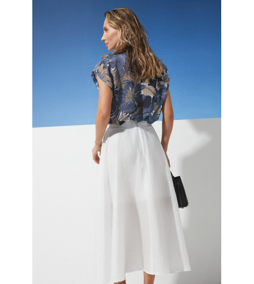 Синяя женская летняя шифоновая футболка с цветами Seventeen 2286.6378