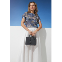 Синяя женская летняя шифоновая футболка с цветами Seventeen 2286.6378