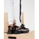 Черные кожаные кроссовки с серебристыми вставками