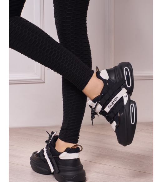 Черные текстильные кроссовки на платформе