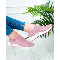 Рожеві цільні текстильні кросівки