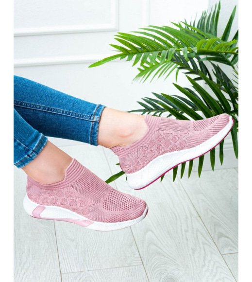 Рожеві цільні текстильні кросівки