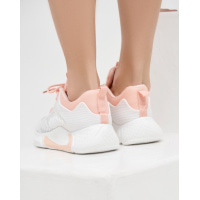 Бело-розовые сетчатые кроссовки с силиконовыми вставками