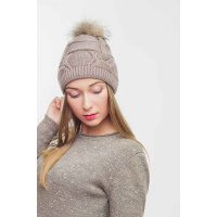 Бежевая женская шапка Seventeen 3118