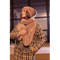 Кофейная женская велюровая шапка и шарф Seventeen 1941-1.5023