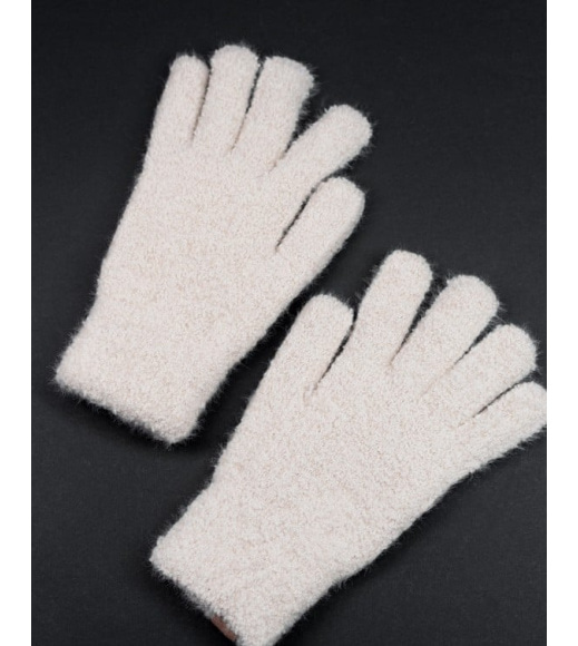 Бежеві однотонні теплі рукавички