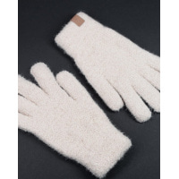Бежевые однотонные теплые перчатки