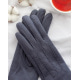 Сині рукавички з еко-замші на хутрі