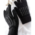 Чорні вовняні рукавички зі стібками