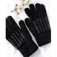 Черные шерстяные перчатки со стежками