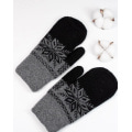 Сіро-чорні вовняні рукавиці зі сніжинкою