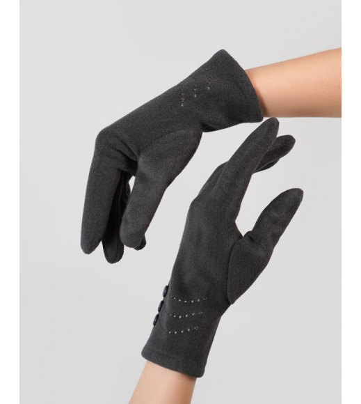 Утепленные темно-серые перчатки из эко-замши