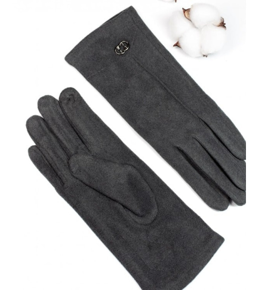 Сірі кашемірові рукавички із вставкою