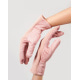 Розовые замшевые теплые перчатки с фактурной вставкой