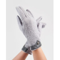 Сірі комбіновані рукавички з фактурною вставкою