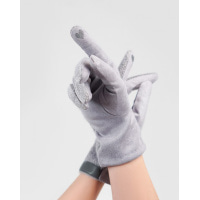 Сірі комбіновані рукавички з фактурною вставкою