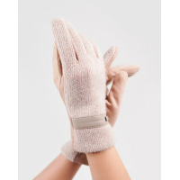 Бежевые комбинированные перчатки с фактурной вставкой
