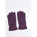 Бузкові теплі рукавички з антиковзаючим покриттям і декорованими манжетами