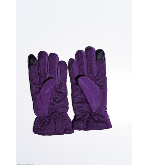 Фиолетовые теплые перчатки с антискользящим покрытием и декорированными манжетами