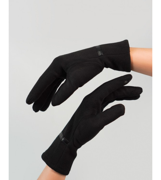 Чорні замшеві рукавички на хутряній підкладці
