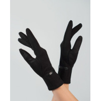Черные замшевые перчатки на меховой подложке