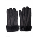 Чорні грубі шкіряні рукавиці з хутряними манжетами