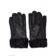 Черные грубые кожаные рукавицы с меховыми манжетами