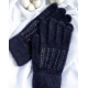 Темно-синие шерстяные перчатки со стежками
