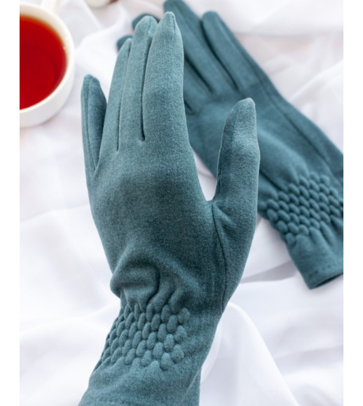 Синие кашемировые перчатки с жаткой
