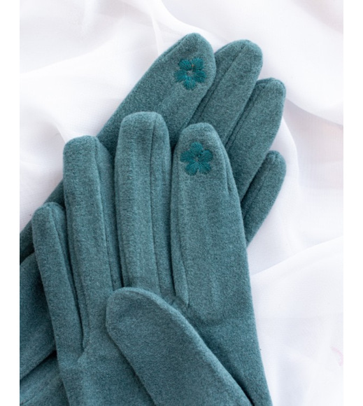 Синие кашемировые перчатки с жаткой