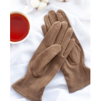 Бежевые кашемировые перчатки с жаткой