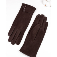 Коричневі утеплені рукавички з гудзиками на манжетах