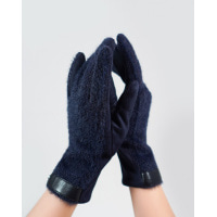 Сині комбіновані рукавички з фактурною вставкою