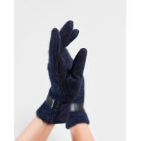 Синие комбинированные перчатки с фактурной вставкой
